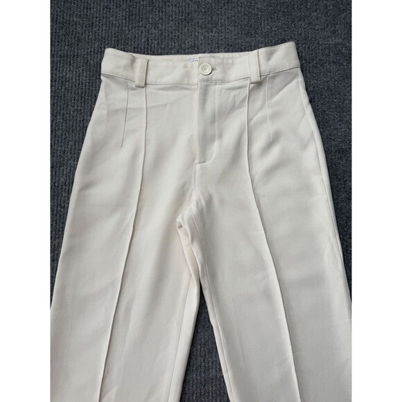 ZARA Womens Size Medium Pants Beige Cream High Waist Pleated Straight Leg - Picture 3 of 10